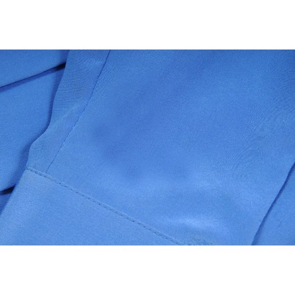 Chanel Womens Blouse Shirt Dress 40 Blue Silk Pleated Pearl Button Front Tunic - Picture 11 of 12